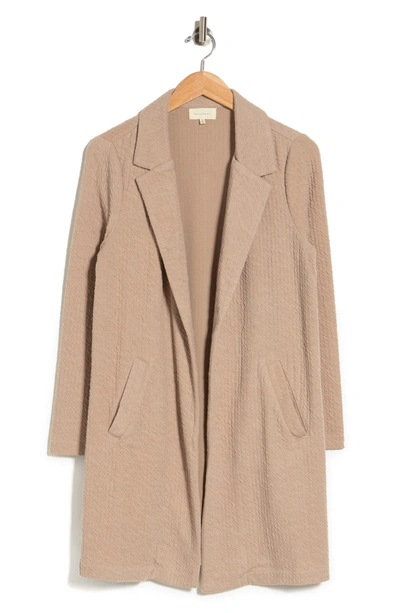 Melloday Soft Knit Topper Coat In Sand