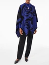 Ming Wang Oversized Floral Ultra-soft Knit Wrap In Lunar Blue,black