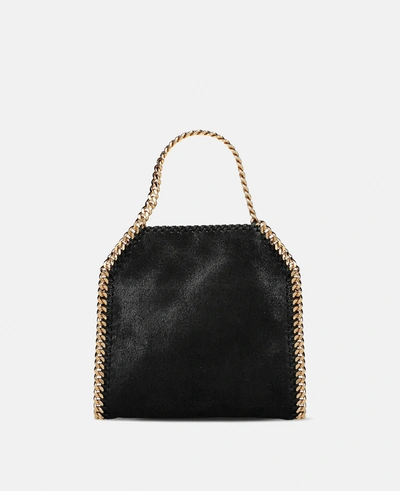 Stella Mccartney The Falabella Mini Faux Brushed-leather Shoulder Bag In Black