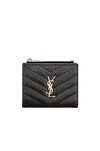 Saint Laurent Black Zipped Monogramme Wallet In Nero