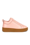 Bottega Veneta Quilt Leather Platform Sneakers In Peachy & Rubber Band