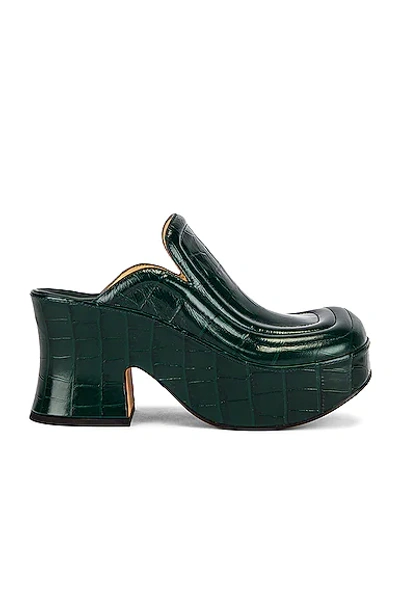 Bottega Veneta Wedge Croc-effect Leather Mules In Brown