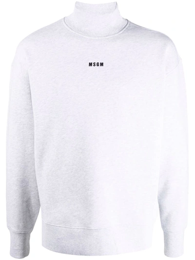 Msgm Logo-print Mock-neck Sweatshirt In Grey