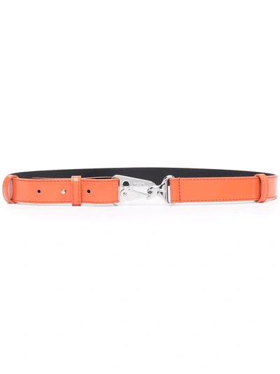 Msgm Industrial-buckle Leather Belt In Orange