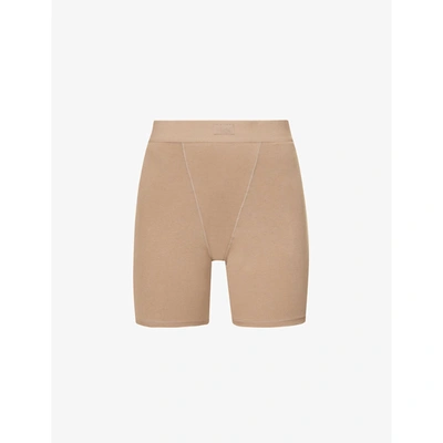 Skims Boyfriend High-rise Stretch-jersey Pyjama Bottoms In Sienna