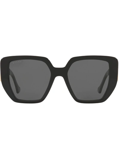 Gucci Eckige Sonnenbrille Mit Gg In Black