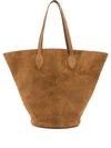 Khaite Osa Medium Calf Suede Shopper Tote Bag In Navy