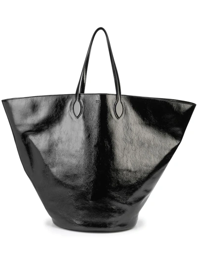 Khaite The Large Osa Crinkle Patent Leather Tote In Black