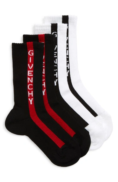 Givenchy Kids' ' 2-pack Logo Socks In N50 White Black