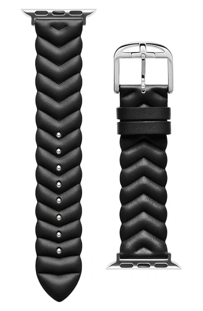 Ted Baker Chevron Leather 20mm Apple Watch® Watchband In Black