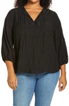 Vince Camuto Smocked Blouse In Rich Black