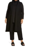 Eileen Fisher Boiled Wool Long Vest In Black