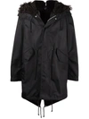 Bottega Veneta Shearling Hooded Parka In Schwarz