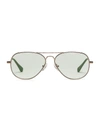 Caddis Mabuhay 58mm Aviator Blue Light Reading Glasses In Polished Gold Green Lens