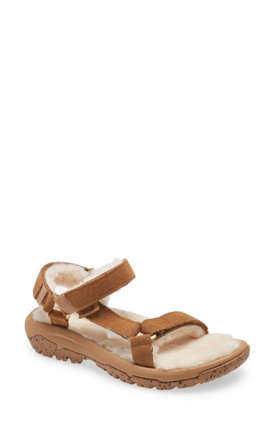 Teva Hurricane Genuine Shearling Lined Sandal In Pecan