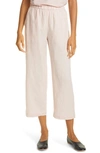 Eileen Fisher Straight Leg Organic Linen Ankle Pants In Powder