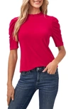 Cece Puff Sleeve Crepe Top In Fuchsia Glow