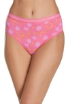 Calvin Klein Second Skin High Waist Thong In Flower Burst Pink Smoothie