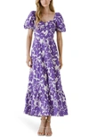 Free The Roses Floral Print Cotton Maxi Dress In Purple Multi