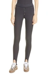 Ganni Ribbed Stirrups Tencel Leggings In Phantom