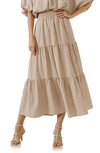 English Factory Tiered Gingham Maxi Skirt In Brown