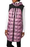 BERNARDO ECOPLUME™ BOX QUILT LONG HOODED VEST,21853B923