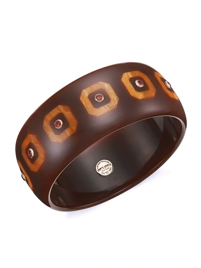 Mark Davis Women's Collector 18k Yellow Gold, Mozambique Garnet, & Bakelite Bangle In Brown