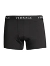 Versace 3-pack Logo Band Boxer Briefs In Black