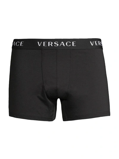Versace 3-pack Logo Band Boxer Briefs In Black