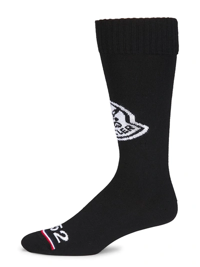 Moncler Logo Wool Socks In Black