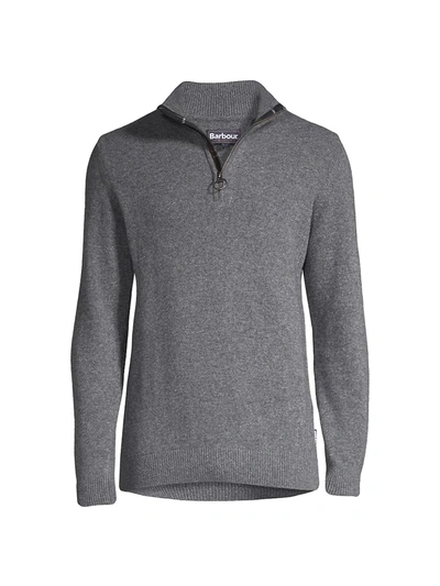 Barbour Holden Half-zip Wool Sweater In Mid Grey