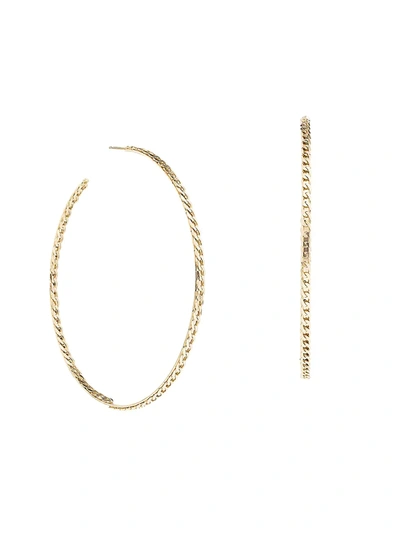 Lana Jewelry 14k Yellow Gold Nude Curb Chain Hoops