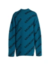 Balenciaga Pull Girocollo Con Stampa All-over In Blue