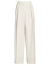 The Row Front Pleat Straight Leg Cotton Tailored Pants In Neutral