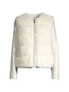Milly Tyler Faux Fur Combo Coat In Cream