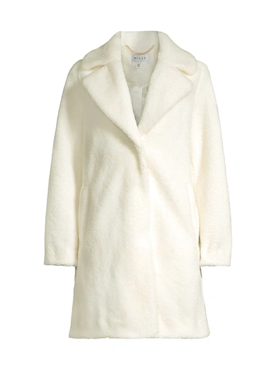 Milly Sandy Faux Shearling Coat In White