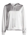 MILLY WOMEN'S TALIA HAMMERED SATIN HOODIE,400014844404