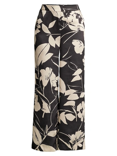 Milly Marlowe Winter Floral Print Pant In Black Multi