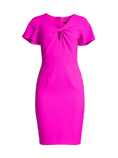 Black Halo Abanna Bow Keyhole Crepe Sheath Dress In Vibrant Pink