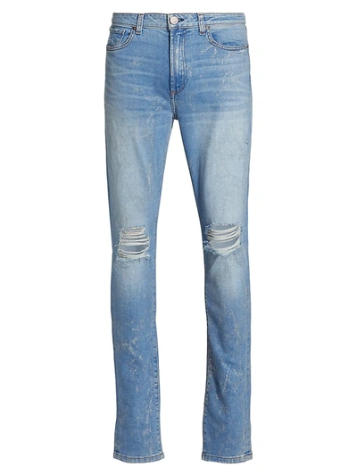 Monfr Re Greyson Distressed Five-pocket Jeans In Distressed Platinum