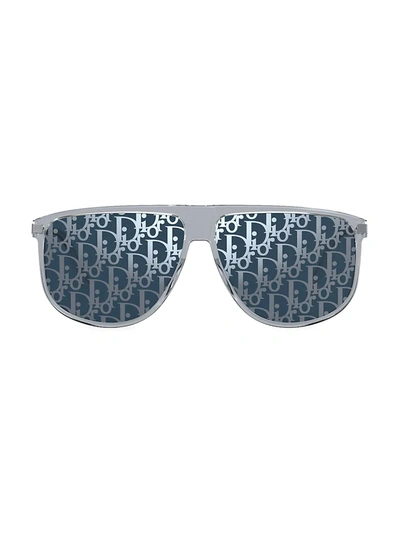 Dior Logo Lens 63mm Square Flat Top Sunglasses In Silver/blue