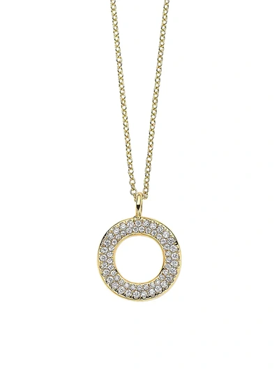 Ippolita 18k Stardust Small Open Wavy Disc Pendant Necklace With Diamonds In Gold/white