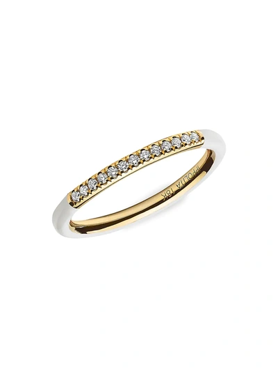 Ippolita Women's Stardust 18k Yellow Gold, White Ceramic & Diamond Ring