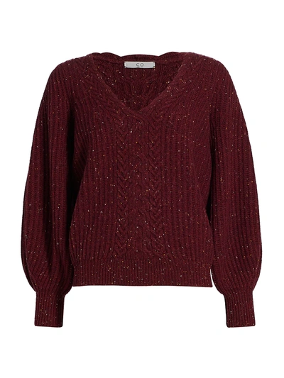 Co Wool-blend Pullover Sweater In Speckled Bordeaux