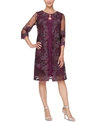 Alex Evenings Embroidered Mock Jacket Cocktail Dress In Plum Purple
