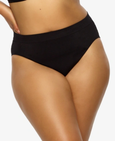 Paramour Plus Size Body Smooth Seamless High Leg Brief Panty In Black