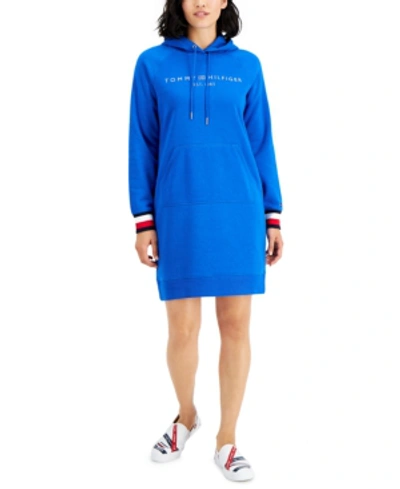 Tommy Hilfiger Hooded Sweatshirt Dress In Cerulean | ModeSens
