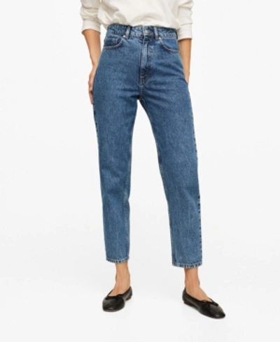Mango Women's Cotton Mom-fit Jeans In Dark Blue