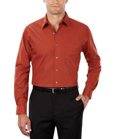 Van Heusen Men's Classic-fit Point Collar Poplin Dress Shirt In Persimmon