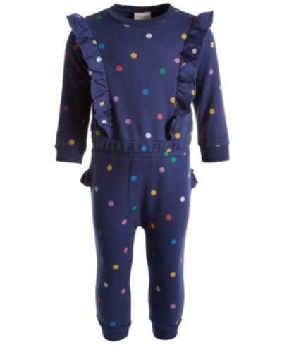 First Impressions Kids' Baby Girls 2-pc. Dot-print Top & Pants Set, Created For Macy's In Medieval Blue